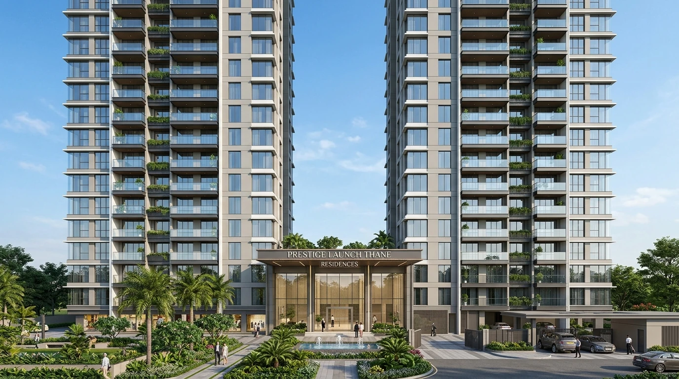 Prestige Launch Thane Front Building Elevation and Balcony Architecture